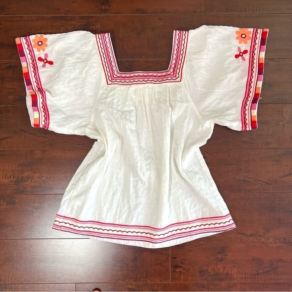 MADEWELL Embroidered Sandblossom Top White Square Neck Size XS - Picture 7 of 11